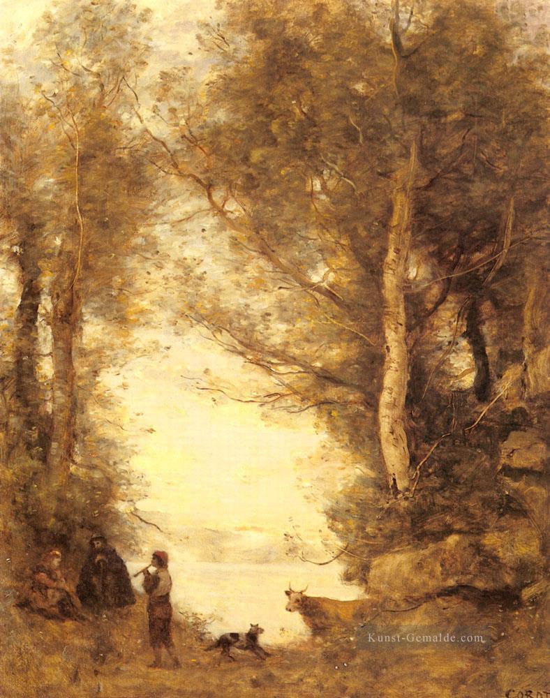 Le Joueur De Flute Du Lac D Albano plein air Romantik Jean Baptiste Camille Corot Ölgemälde
